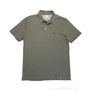 Volcom Polo Shirt Mens L Olive Green Short Sleeve Logo Stretch